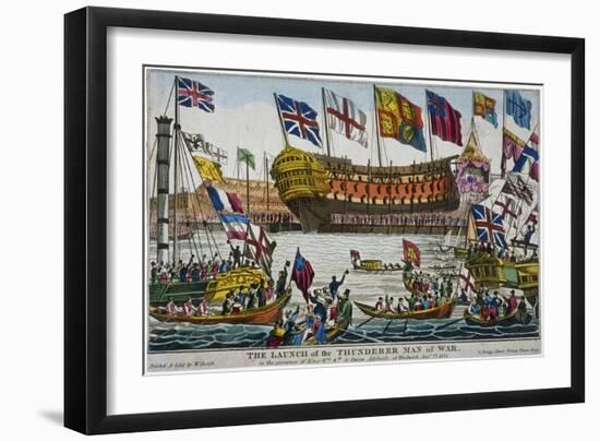 Launch of HMS 'Thunderer, Woolwich Royal Dockyard, Kent, 1831-null-Framed Giclee Print