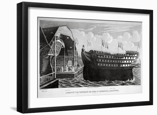 Launch of HMS 'Trafalgar, Woolwich Royal Dockyard, Kent, 1841-John Henry Banks-Framed Giclee Print