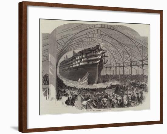 Launch of HMS Victoria at Portsmouth-null-Framed Giclee Print