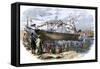 Launch of Shipbuilder Donald Mckay's Clipper Ship Flying Cloud in Boston-null-Framed Stretched Canvas