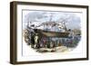 Launch of Shipbuilder Donald Mckay's Clipper Ship Flying Cloud in Boston-null-Framed Giclee Print