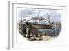 Launch of Shipbuilder Donald Mckay's Clipper Ship Flying Cloud in Boston-null-Framed Giclee Print