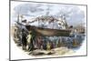 Launch of Shipbuilder Donald Mckay's Clipper Ship Flying Cloud in Boston-null-Mounted Giclee Print