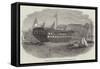 Launch of The Cressy Screw Steam-Ship, at the Royal Dockyard, Chatham-Edwin Weedon-Framed Stretched Canvas