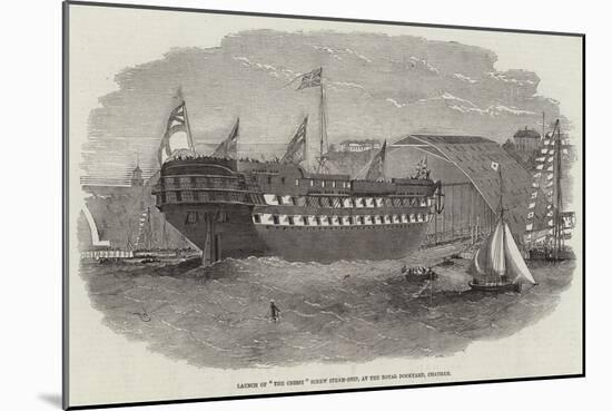 Launch of The Cressy Screw Steam-Ship, at the Royal Dockyard, Chatham-Edwin Weedon-Mounted Giclee Print