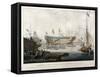 Launch of the East India Company's Ship, the 'Edinburgh' in 1825-Edward Duncan-Framed Stretched Canvas