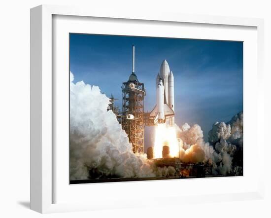 Launch of the Space Shuttle Challenger from Kennedy Space Center,1984-null-Framed Premium Photographic Print