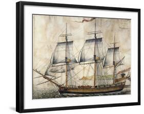 Launch of Victoria in Le Havre in 1782, France, 18th Century-null-Framed Giclee Print