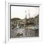 Launching a Ship in the Sea at the Port of Pegli (Neargenoa, Italy), Circa 1890-Leon, Levy et Fils-Framed Photographic Print