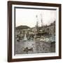 Launching a Ship in the Sea at the Port of Pegli (Neargenoa, Italy), Circa 1890-Leon, Levy et Fils-Framed Photographic Print