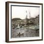 Launching a Ship in the Sea at the Port of Pegli (Neargenoa, Italy), Circa 1890-Leon, Levy et Fils-Framed Photographic Print