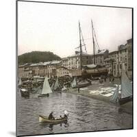 Launching a Ship in the Sea at the Port of Pegli (Neargenoa, Italy), Circa 1890-Leon, Levy et Fils-Mounted Photographic Print