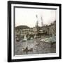 Launching a Ship in the Sea at the Port of Pegli (Neargenoa, Italy), Circa 1890-Leon, Levy et Fils-Framed Photographic Print