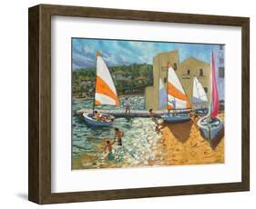 Launching Boats, Calella De Palafrugell, Spain-Andrew Macara-Framed Giclee Print