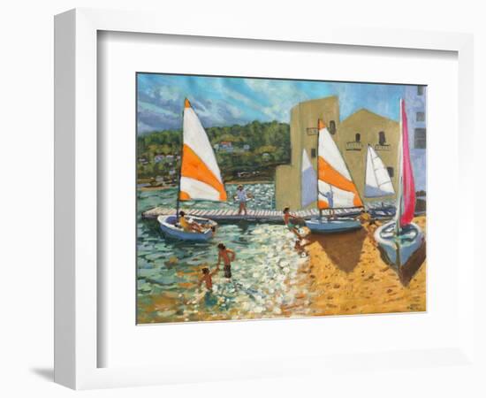 Launching Boats, Calella De Palafrugell, Spain-Andrew Macara-Framed Giclee Print