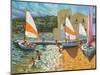 Launching Boats, Calella De Palafrugell, Spain-Andrew Macara-Mounted Giclee Print