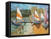 Launching Boats, Calella De Palafrugell, Spain-Andrew Macara-Framed Stretched Canvas