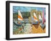 Launching Boats, Calella De Palafrugell, Spain-Andrew Macara-Framed Giclee Print