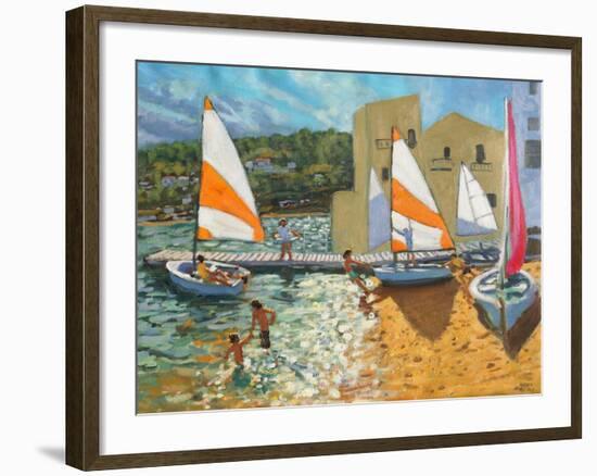Launching Boats, Calella De Palafrugell, Spain-Andrew Macara-Framed Giclee Print