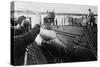 Launching of a German U-Boat During World War 2-null-Stretched Canvas