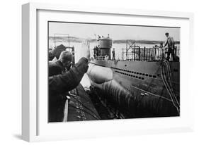 Launching of a German U-Boat During World War 2-null-Framed Photo