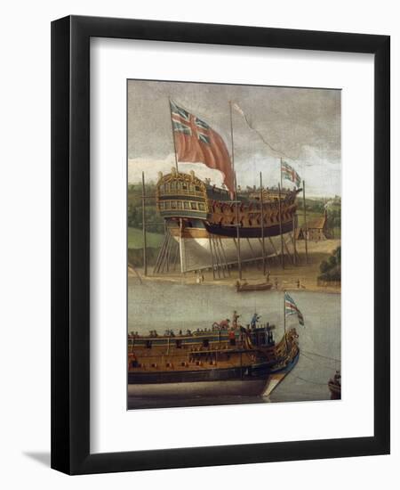 Launching of Sixth-Rate Ship in Orwell-null-Framed Giclee Print