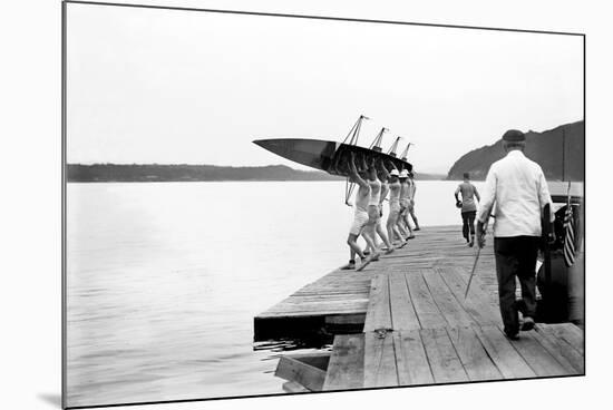 Launching Rowing Scull-null-Mounted Premium Giclee Print