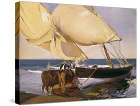 Launching the Boat-Joaquín Sorolla y Bastida-Stretched Canvas