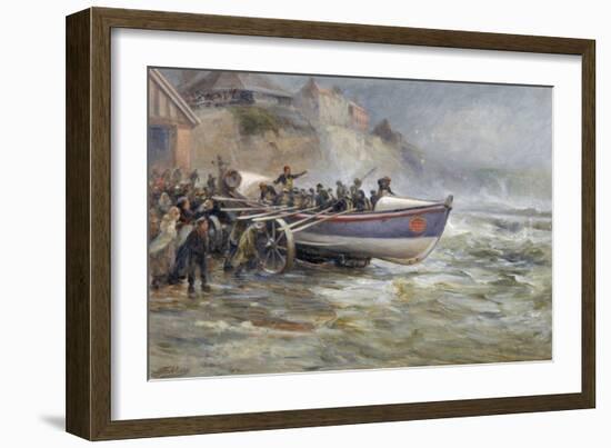 Launching the Cullerboats Lifeboat, 1902-Robert Jobling-Framed Giclee Print