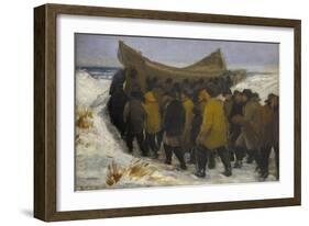 Launching the Fishing Boat-Michael Peter Ancher-Framed Giclee Print