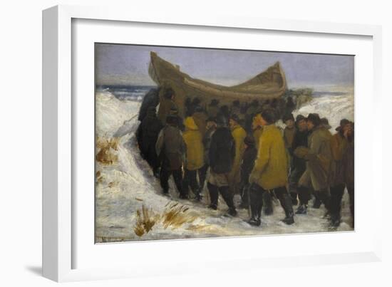 Launching the Fishing Boat-Michael Peter Ancher-Framed Giclee Print