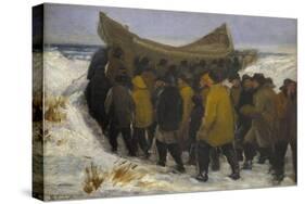 Launching the Fishing Boat-Michael Peter Ancher-Stretched Canvas