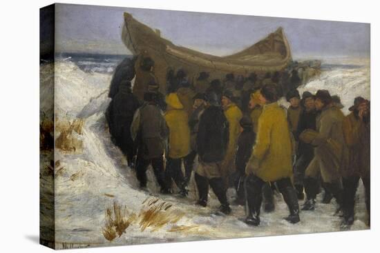 Launching the Fishing Boat-Michael Peter Ancher-Stretched Canvas