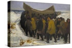 Launching the Fishing Boat-Michael Peter Ancher-Stretched Canvas