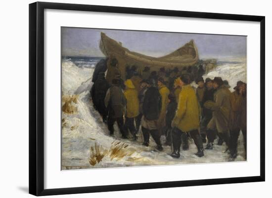 Launching the Fishing Boat-Michael Peter Ancher-Framed Giclee Print