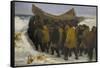 Launching the Fishing Boat-Michael Peter Ancher-Framed Stretched Canvas