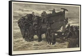 Launching the Life Boat-John Dawson Watson-Framed Stretched Canvas