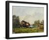 Laundresses' Boat on the Seine (Oil on Canvas)-Stanislas Victor Edouard Lepine-Framed Giclee Print