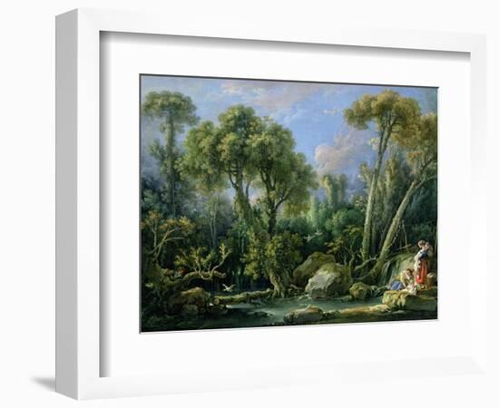 Laundresses in a Landscape, 1760 (Oil on Canvas)-Francois Boucher-Framed Giclee Print