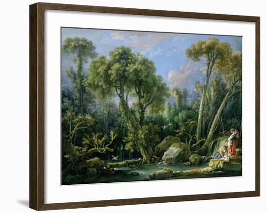 Laundresses in a Landscape, 1760 (Oil on Canvas)-Francois Boucher-Framed Giclee Print