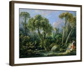 Laundresses in a Landscape, 1760 (Oil on Canvas)-Francois Boucher-Framed Giclee Print