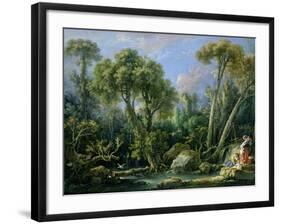 Laundresses in a Landscape, 1760 (Oil on Canvas)-Francois Boucher-Framed Giclee Print