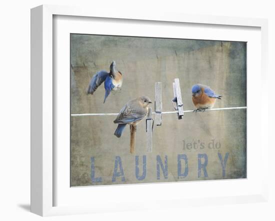 Laundry Day Bluebirds-Jai Johnson-Framed Premium Giclee Print