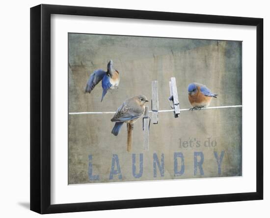 Laundry Day Bluebirds-Jai Johnson-Framed Giclee Print