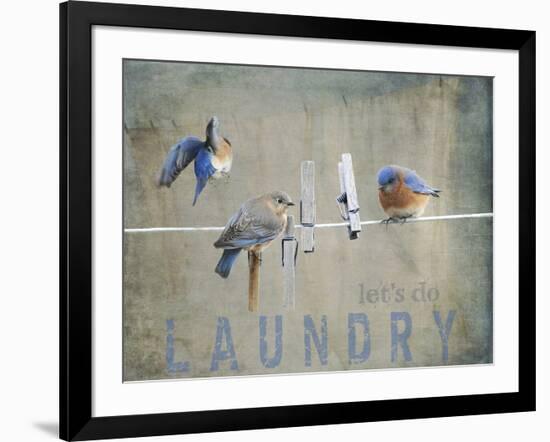 Laundry Day Bluebirds-Jai Johnson-Framed Giclee Print