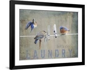 Laundry Day Bluebirds-Jai Johnson-Framed Giclee Print