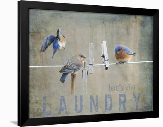 Laundry Day Bluebirds-Jai Johnson-Framed Giclee Print