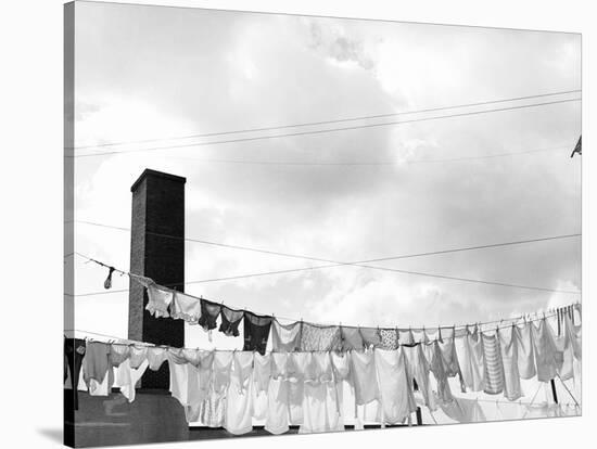 Laundry Drying on Clotheslines-Jack Delano-Stretched Canvas