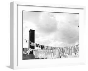 Laundry Drying on Clotheslines-Jack Delano-Framed Premium Photographic Print