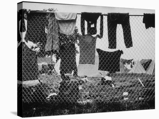 Laundry Hanging on Fence at Woodstock Music Festival-Bill Eppridge-Stretched Canvas